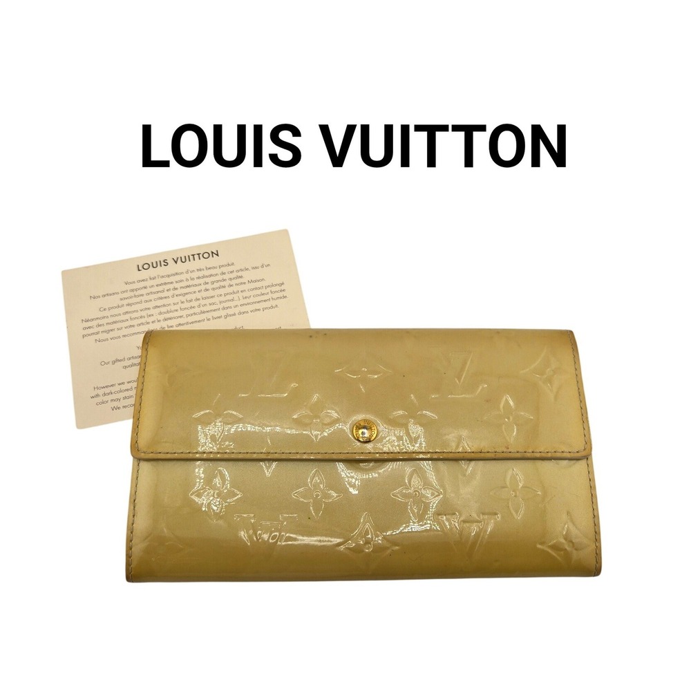 Louis Vuitton Sarah Wallet Monogram Vernis Beige Patent Leather M91767 TN1112